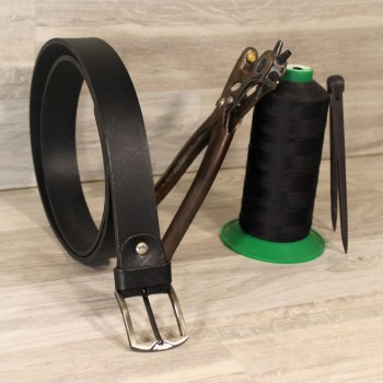 Black leather belt (ΖΜ20)