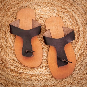 Men's Leather T-strap sandals