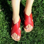 Leather Women's Criss Cross Sandals, Slingback Sandals